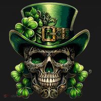 Sugar Skull St Patrick Day Of The Dead Lucky Shamrock Baby Long Sleeve Bodysuit thumb 2