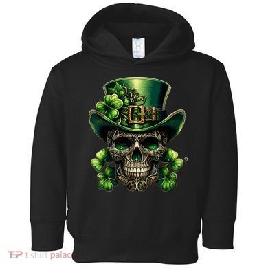 Sugar Skull St Patrick Day Of The Dead Lucky Shamrock Toddler Hoodie