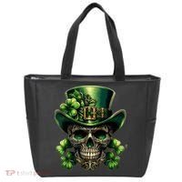 Sugar Skull St Patrick Day Of The Dead Lucky Shamrock Tote Bag thumb 0