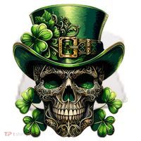 Sugar Skull St Patrick Day Of The Dead Lucky Shamrock Ceramic Ornament thumb 2