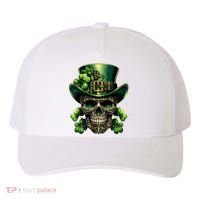 Sugar Skull St Patrick Day Of The Dead Lucky Shamrock Yupoong Adult 5-Panel Trucker Hat thumb 0