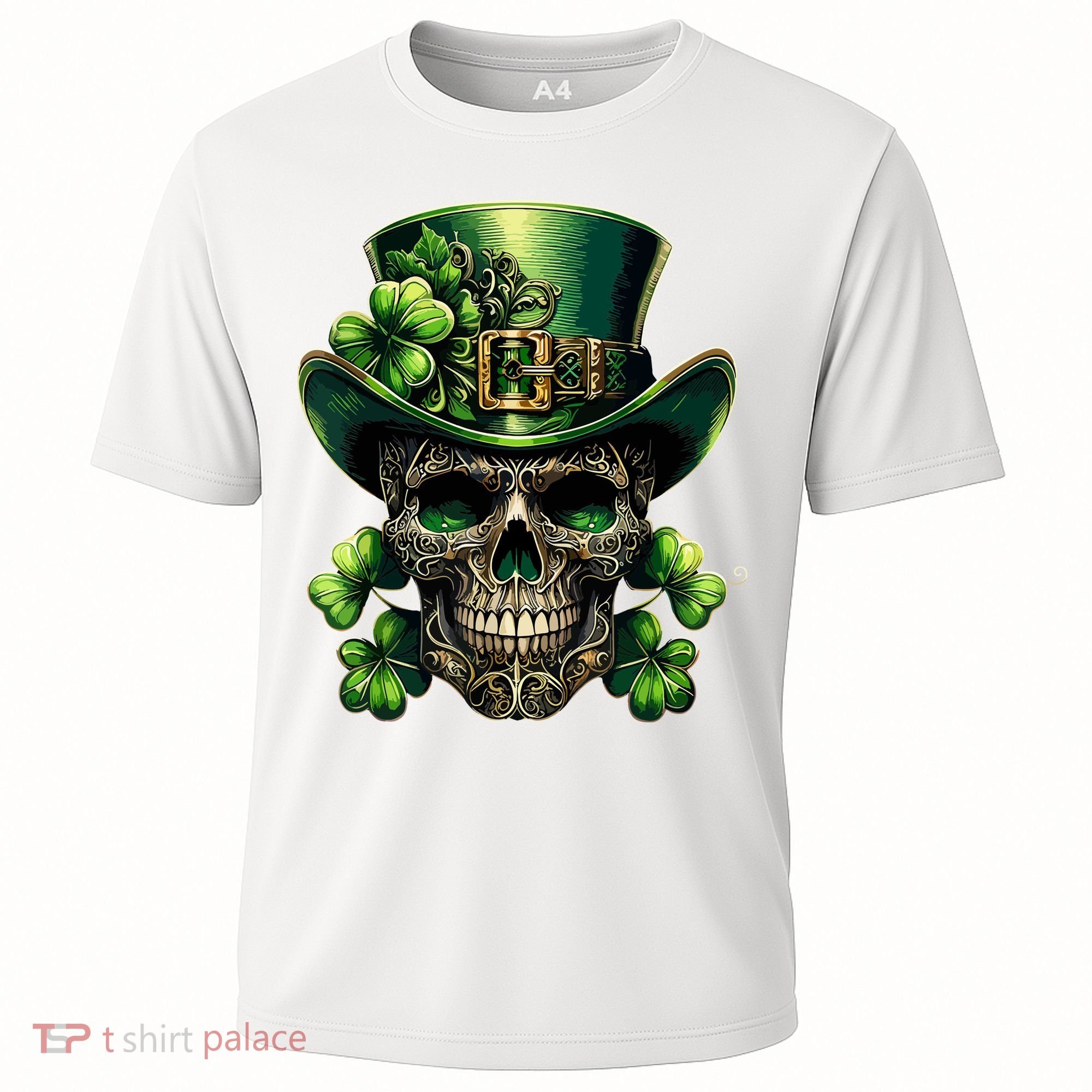 Sugar Skull St Patrick Day Of The Dead Lucky Shamrock Cooling Performance Crew T-Shirt