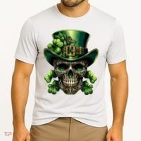 Sugar Skull St Patrick Day Of The Dead Lucky Shamrock Cooling Performance Crew T-Shirt thumb 2