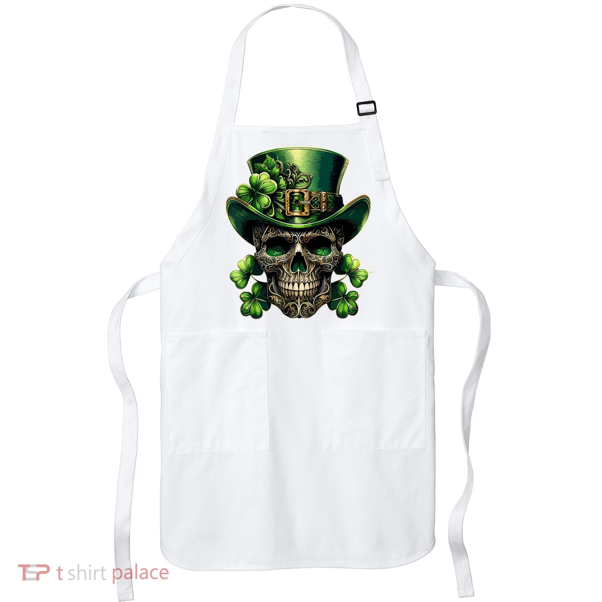 Sugar Skull St Patrick Day Of The Dead Lucky Shamrock Apron