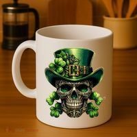 Sugar Skull St Patrick Day Of The Dead Lucky Shamrock Coffee Mug thumb 4