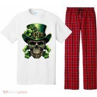 Sugar Skull St Patrick Day Of The Dead Lucky Shamrock Pajama Set thumb 0