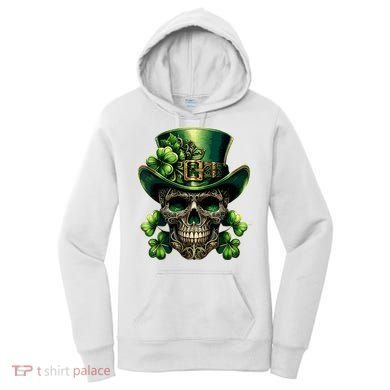 Sugar Skull St Patrick Day Of The Dead Lucky Shamrock Women's Hoodie