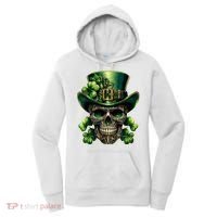 Sugar Skull St Patrick Day Of The Dead Lucky Shamrock Women's Hoodie thumb 0