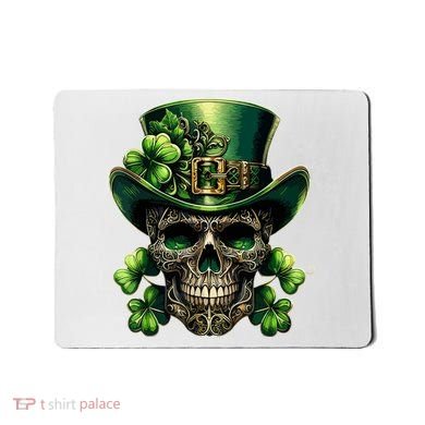 Sugar Skull St Patrick Day Of The Dead Lucky Shamrock Mousepad