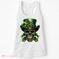 Sugar Skull St Patrick Day Of The Dead Lucky Shamrock Women's Tank Top thumb 0