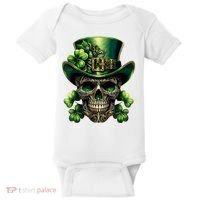 Sugar Skull St Patrick Day Of The Dead Lucky Shamrock Baby Bodysuit thumb 0