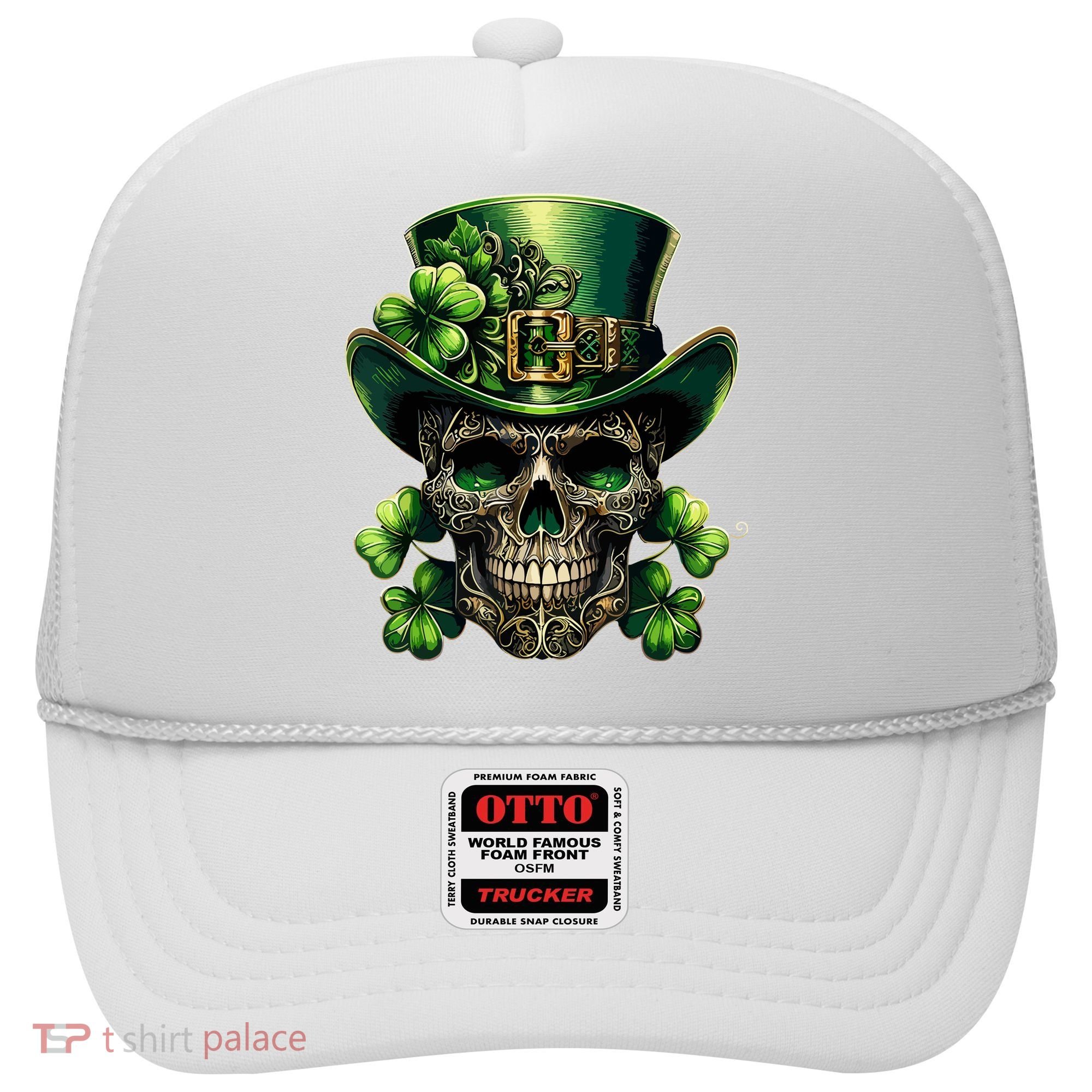 Sugar Skull St Patrick Day Of The Dead Lucky Shamrock Hat