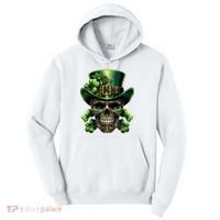 Sugar Skull St Patrick Day Of The Dead Lucky Shamrock Tall Hoodie thumb 0