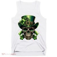 Sugar Skull St Patrick Day Of The Dead Lucky Shamrock Tank Top thumb 0