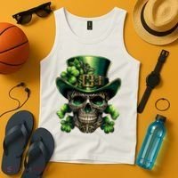 Sugar Skull St Patrick Day Of The Dead Lucky Shamrock Tank Top thumb 4