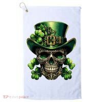 Sugar Skull St Patrick Day Of The Dead Lucky Shamrock Golf Towel thumb 0