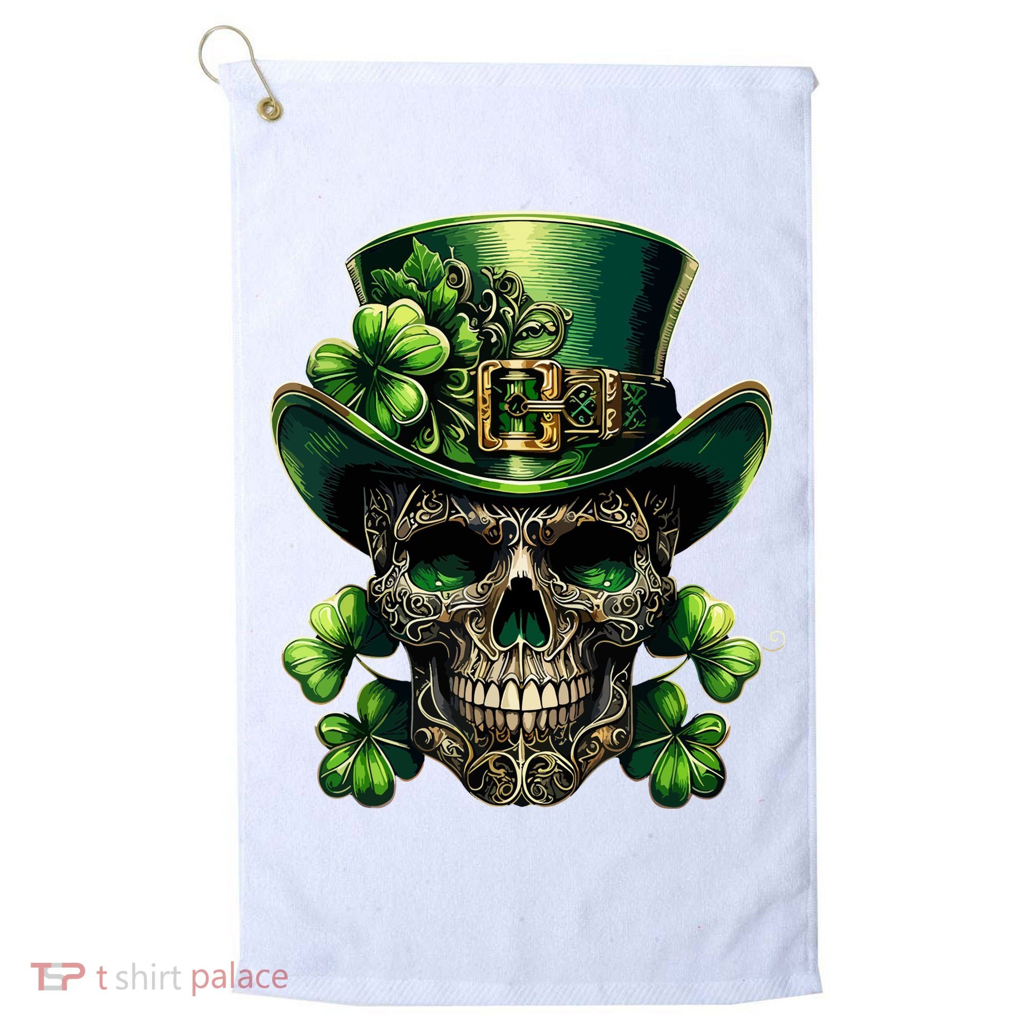 Sugar Skull St Patrick Day Of The Dead Lucky Shamrock Golf Towel