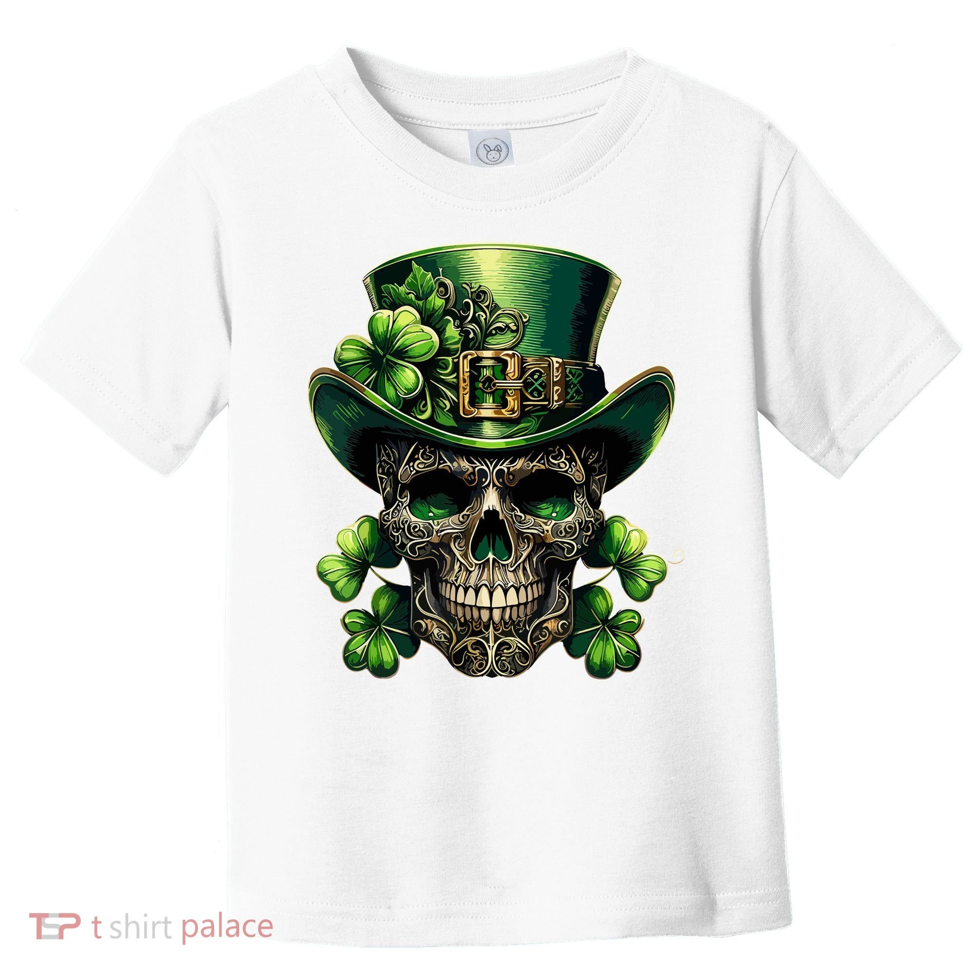 Sugar Skull St Patrick Day Of The Dead Lucky Shamrock Toddler T-Shirt