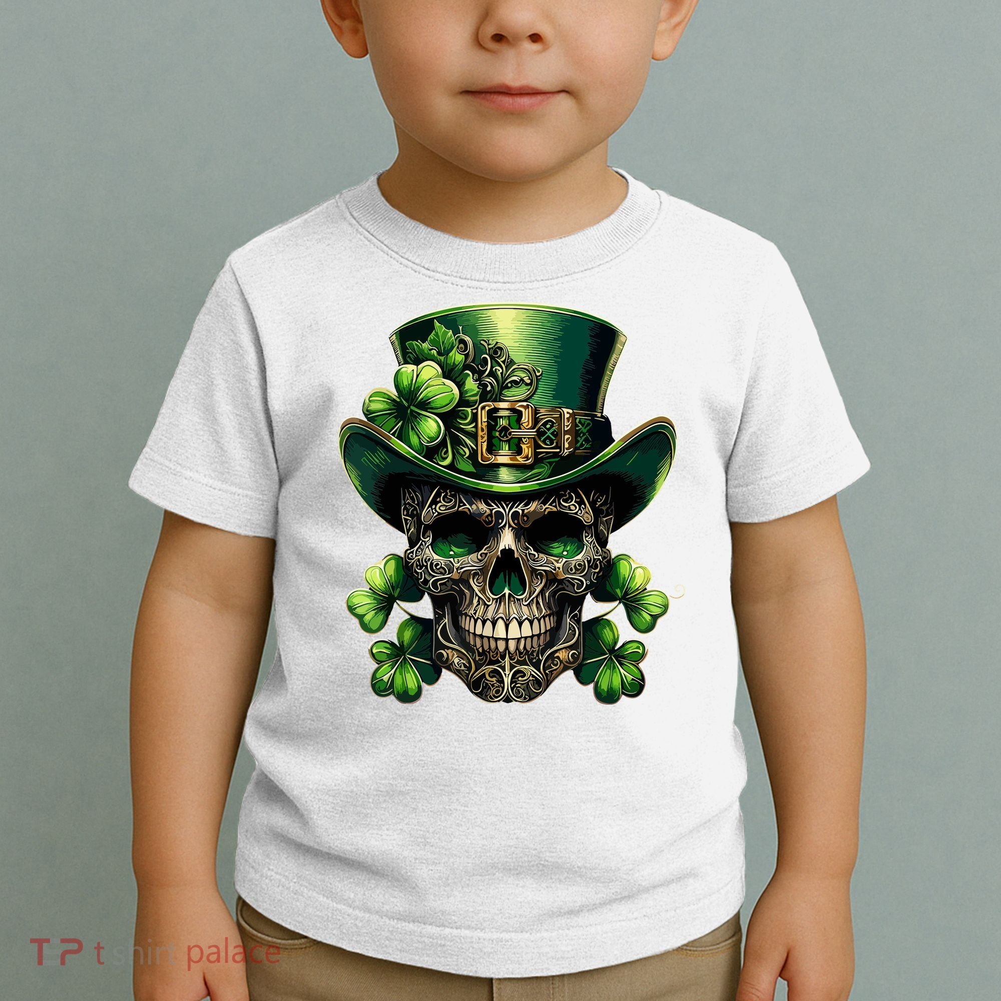 Sugar Skull St Patrick Day Of The Dead Lucky Shamrock Toddler T-Shirt