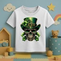 Sugar Skull St Patrick Day Of The Dead Lucky Shamrock Toddler T-Shirt thumb 3