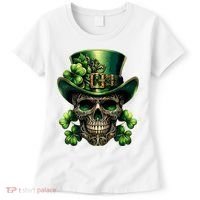Sugar Skull St Patrick Day Of The Dead Lucky Shamrock Women's T-Shirt thumb 0