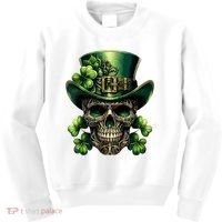 Sugar Skull St Patrick Day Of The Dead Lucky Shamrock Kids Sweatshirt thumb 0