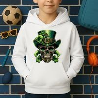 Sugar Skull St Patrick Day Of The Dead Lucky Shamrock Kids Hoodie thumb 2