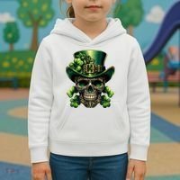 Sugar Skull St Patrick Day Of The Dead Lucky Shamrock Kids Hoodie thumb 3
