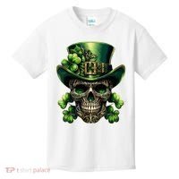 Sugar Skull St Patrick Day Of The Dead Lucky Shamrock Kids T-Shirt thumb 0
