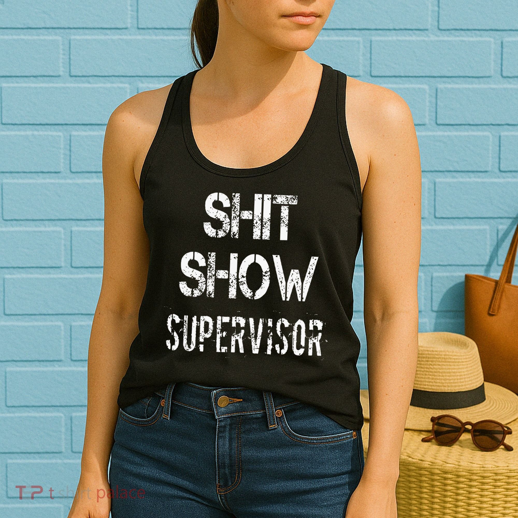 Shit Show Supervisor Funny Mom Boss Manager Teacher Women's Tank Top
