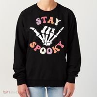 Stay Spooky Season Groovy Retro Halloween Skeleton Hand Great Gift Women's Sweatshirt thumb 0