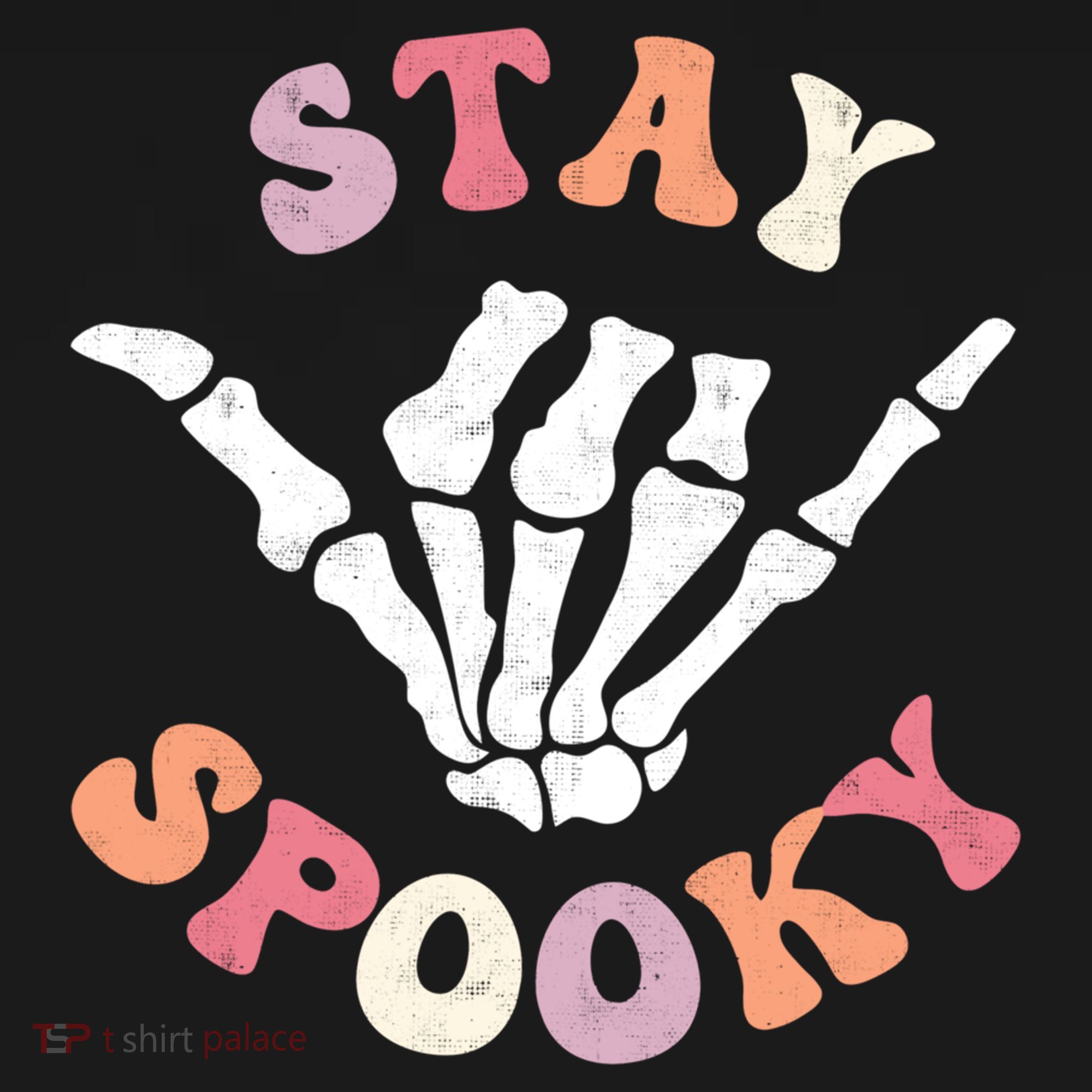 Stay Spooky Season Groovy Retro Halloween Skeleton Hand Great Gift Doggie Tank