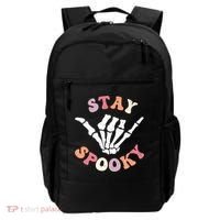 Stay Spooky Season Groovy Retro Halloween Skeleton Hand Great Gift Backpack thumb 0