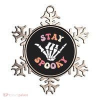 Stay Spooky Season Groovy Retro Halloween Skeleton Hand Great Gift Ornament thumb 0