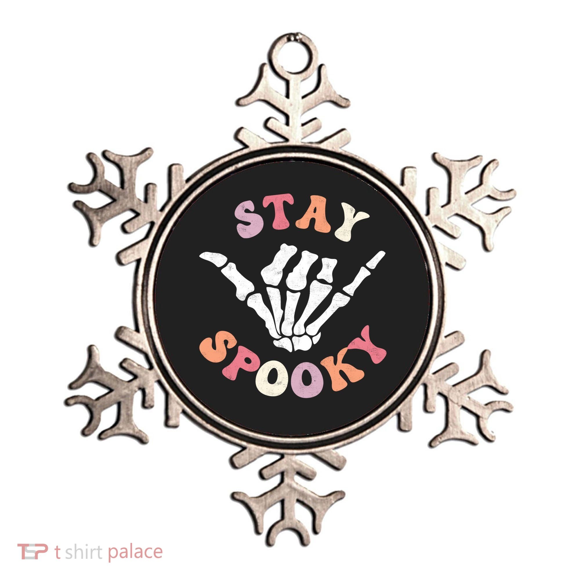 Stay Spooky Season Groovy Retro Halloween Skeleton Hand Great Gift Ornament