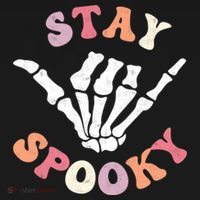 Stay Spooky Season Groovy Retro Halloween Skeleton Hand Great Gift Ornament thumb 1