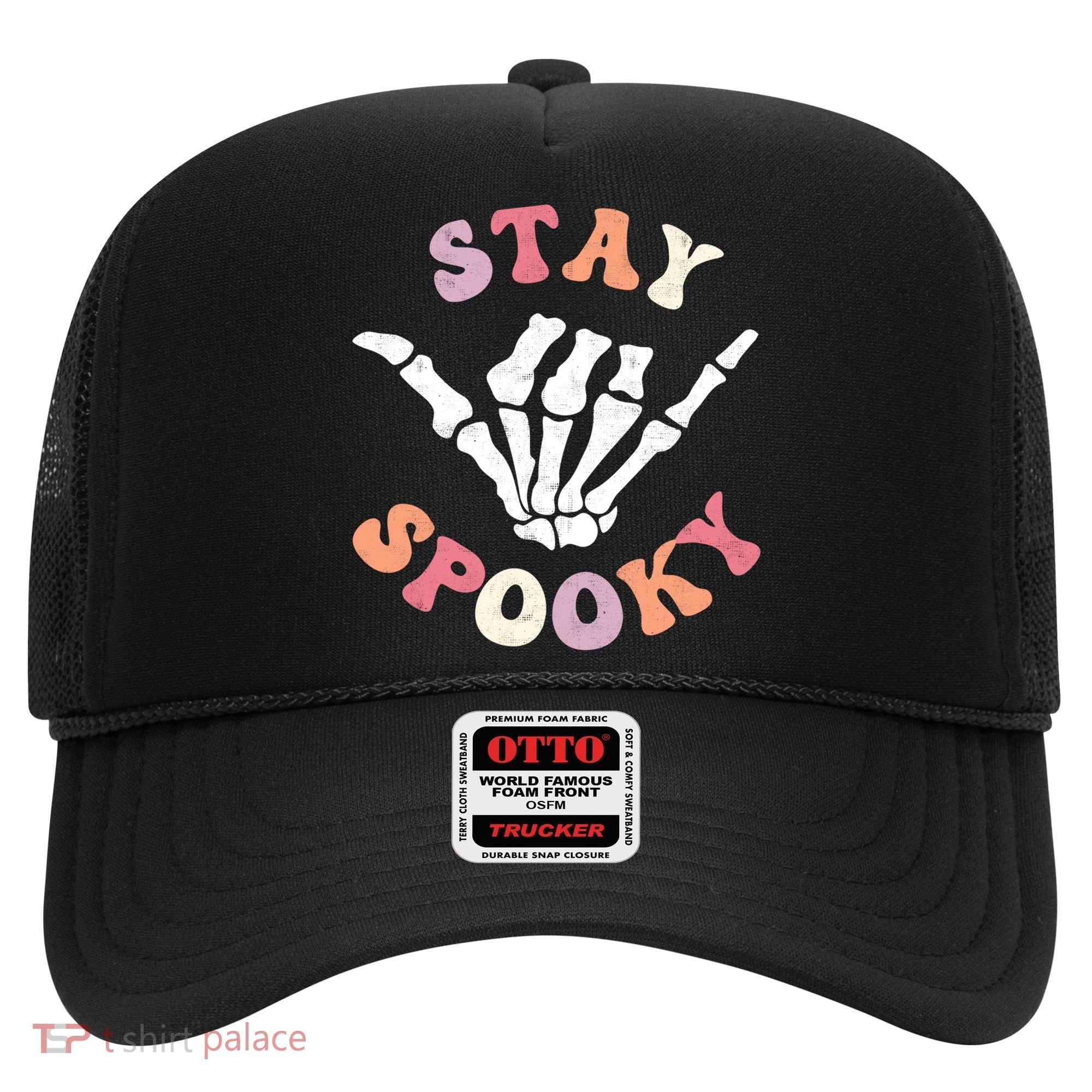 Stay Spooky Season Groovy Retro Halloween Skeleton Hand Great Gift Hat