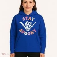Stay Spooky Season Groovy Retro Halloween Skeleton Hand Great Gift Hoodie thumb 5