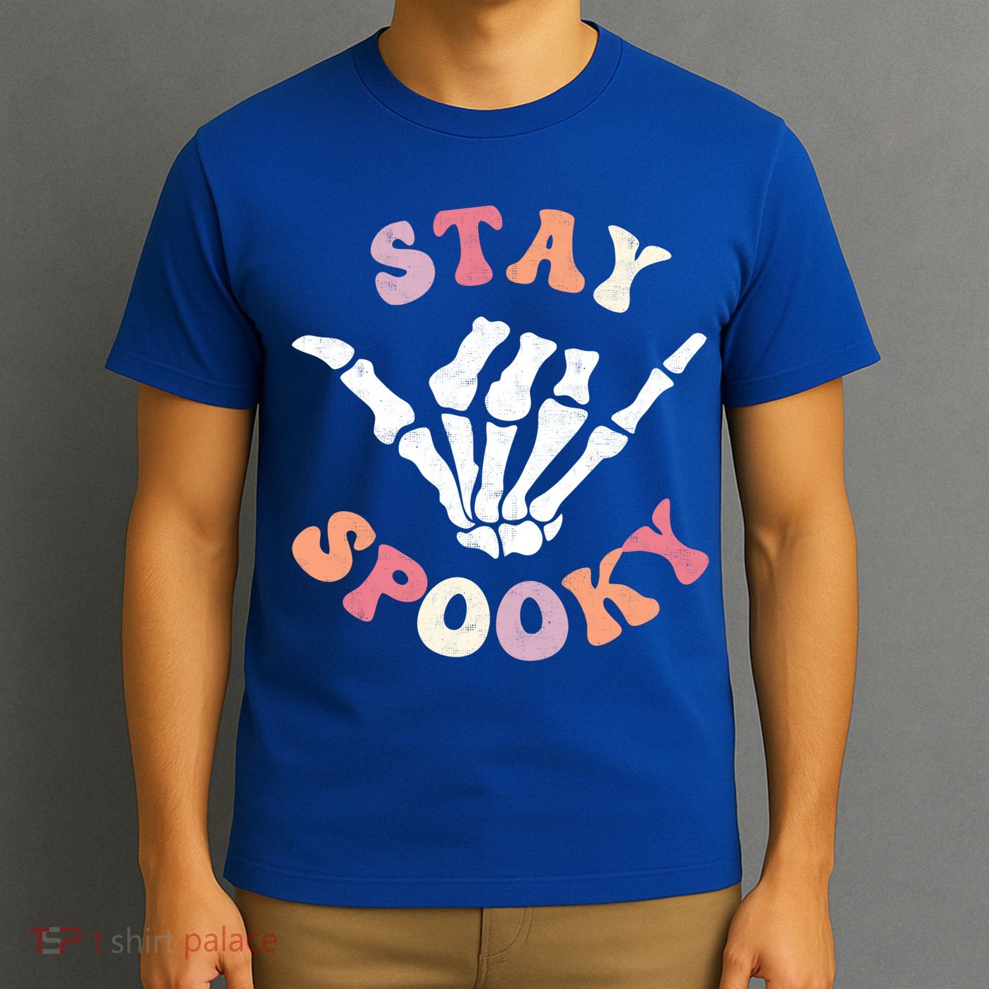 Stay Spooky Season Groovy Retro Halloween Skeleton Hand Great Gift T-Shirt