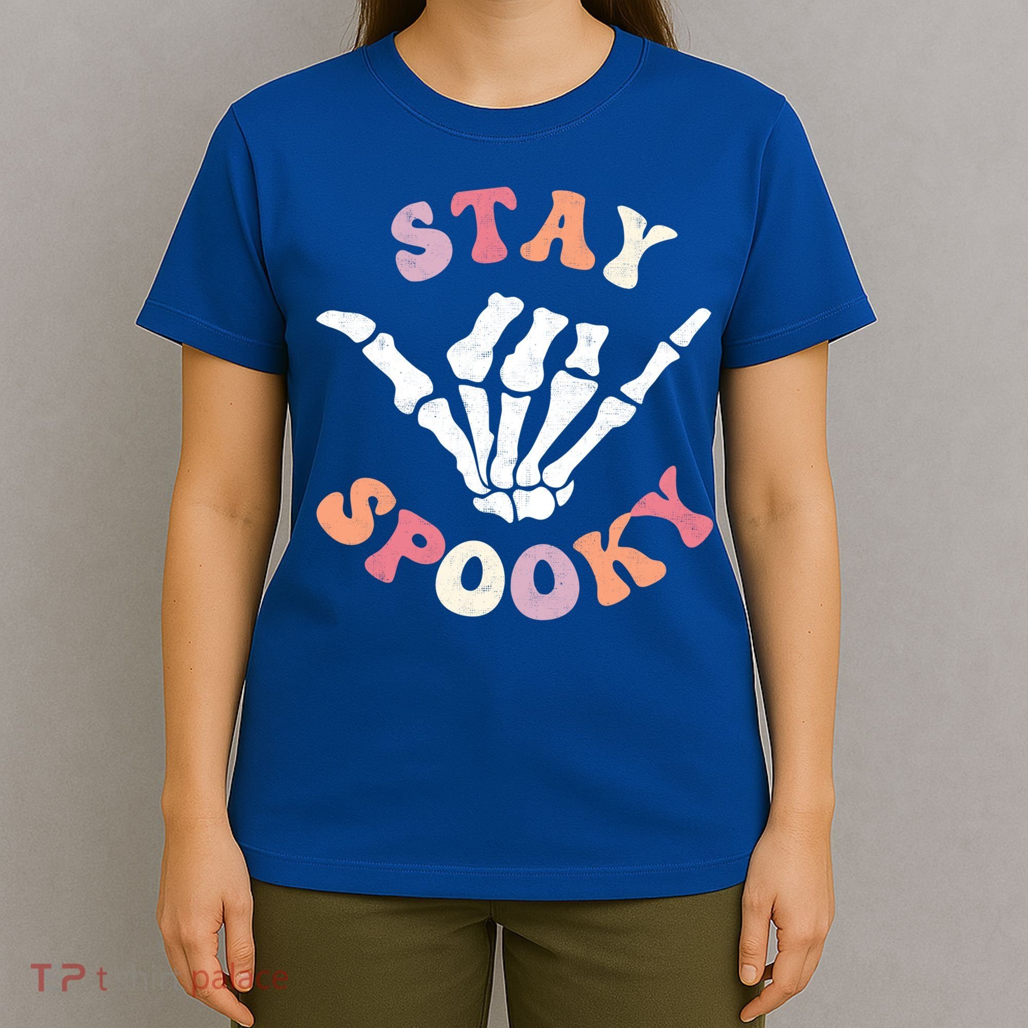 Stay Spooky Season Groovy Retro Halloween Skeleton Hand Great Gift T-Shirt