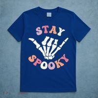 Stay Spooky Season Groovy Retro Halloween Skeleton Hand Great Gift T-Shirt thumb 5