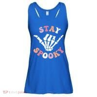 Stay Spooky Season Groovy Retro Halloween Skeleton Hand Great Gift Ladies Essential Flowy Tank thumb 0