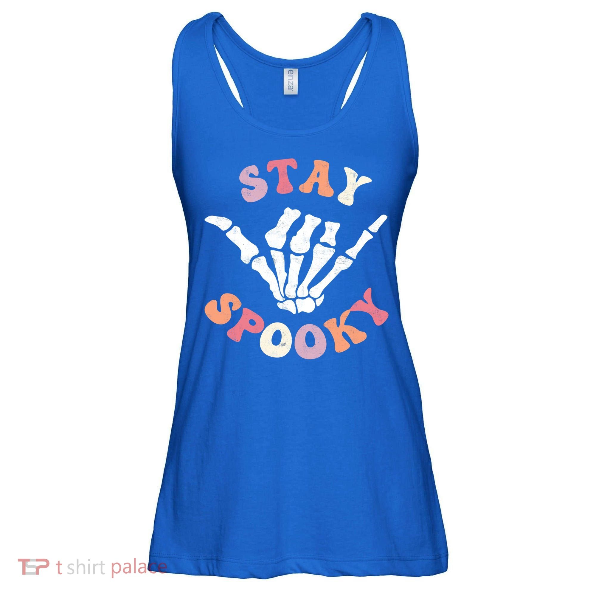 Stay Spooky Season Groovy Retro Halloween Skeleton Hand Great Gift Ladies Essential Flowy Tank