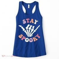 Stay Spooky Season Groovy Retro Halloween Skeleton Hand Great Gift Women's Tank Top thumb 0