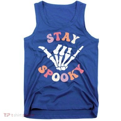Stay Spooky Season Groovy Retro Halloween Skeleton Hand Great Gift Tank Top
