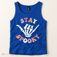 Stay Spooky Season Groovy Retro Halloween Skeleton Hand Great Gift Tank Top thumb 2