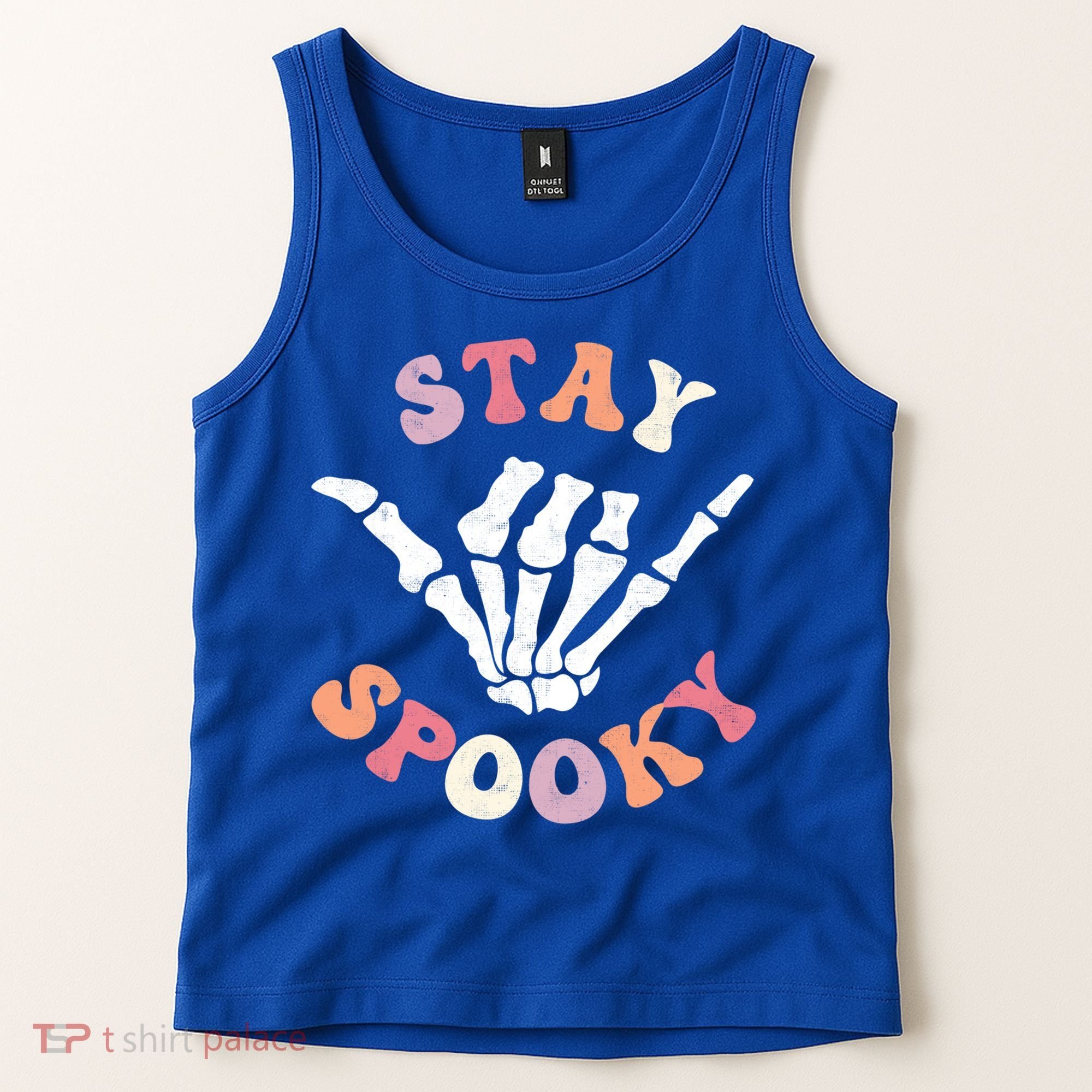 Stay Spooky Season Groovy Retro Halloween Skeleton Hand Great Gift Tank Top