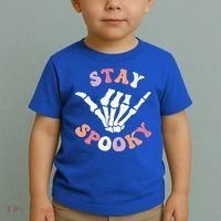Stay Spooky Season Groovy Retro Halloween Skeleton Hand Great Gift Toddler T-Shirt thumb 2