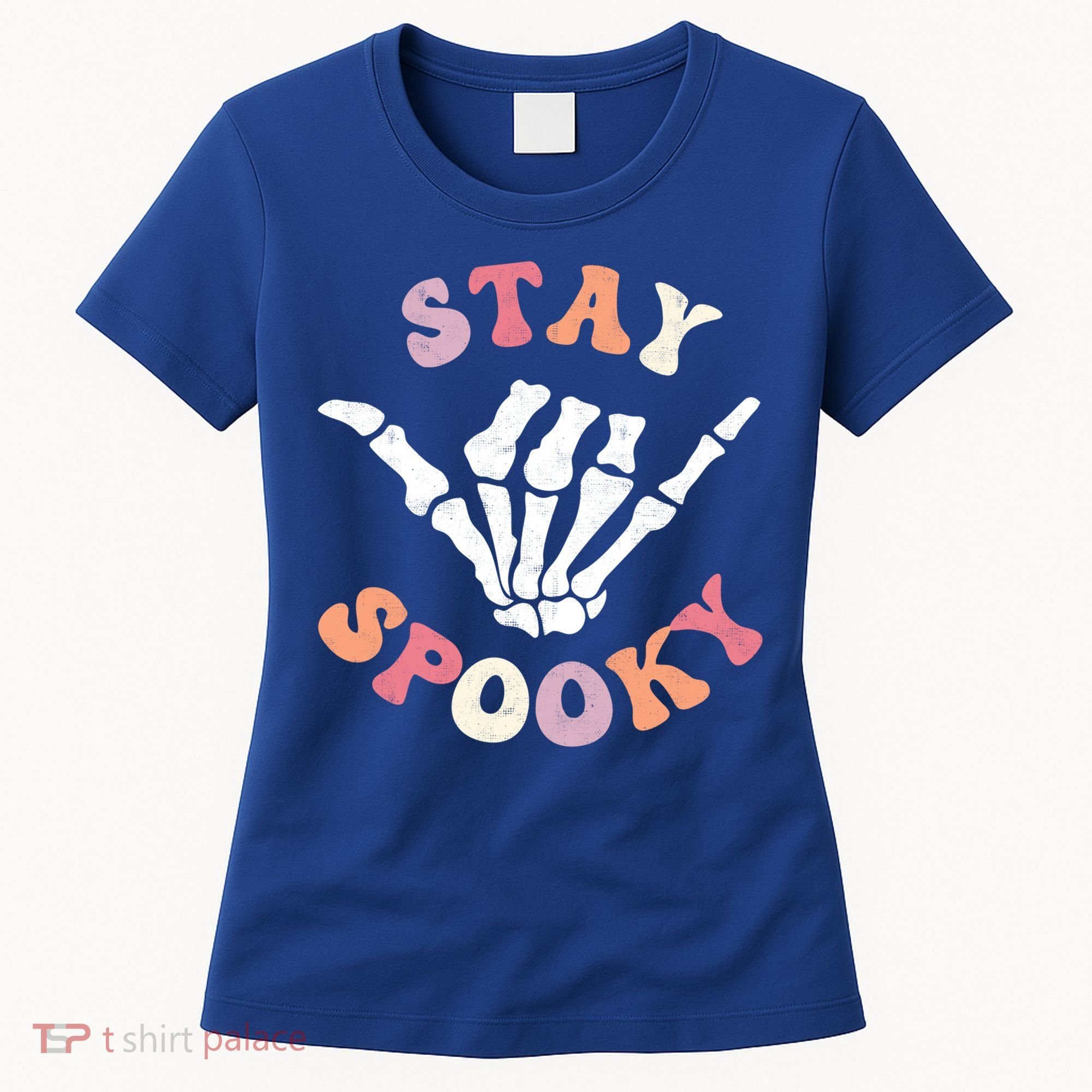 Stay Spooky Season Groovy Retro Halloween Skeleton Hand Great Gift Women's T-Shirt