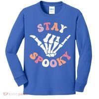 Stay Spooky Season Groovy Retro Halloween Skeleton Hand Great Gift Kids Long Sleeve Shirt thumb 0